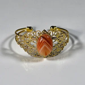 Roter Achat gestreift / Gold
