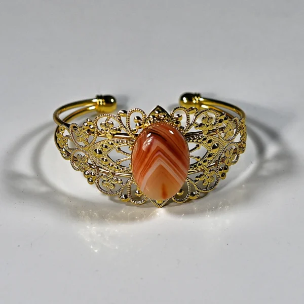 Roter Achat gestreift / Gold