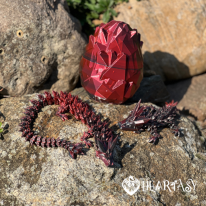 Mystischer 3D-gedruckter Drache „Schattenflamme“ (schwarz-rot)