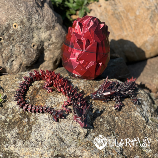 Mystischer 3D-gedruckter Drache „Schattenflamme“ (schwarz-rot)