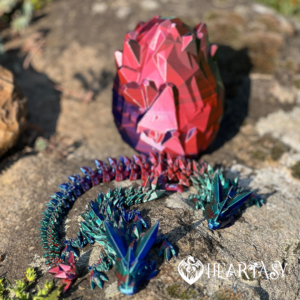 Mystischer 3D-gedruckter Drache „Flammensturm“ (rot-blau-grün)