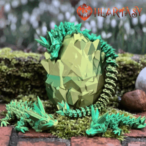 Mystischer 3D-gedruckter Drache „Waldgeist“ (grün-gold)